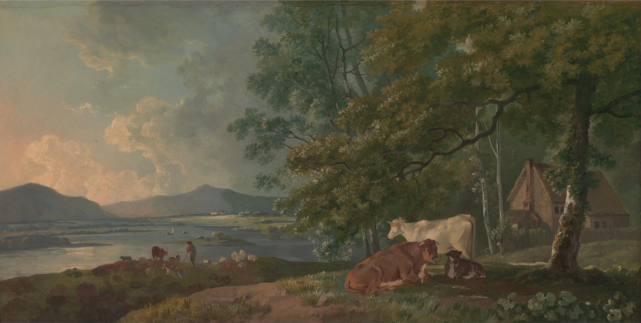 Sabah-Sığır ile Manzara by George Barret