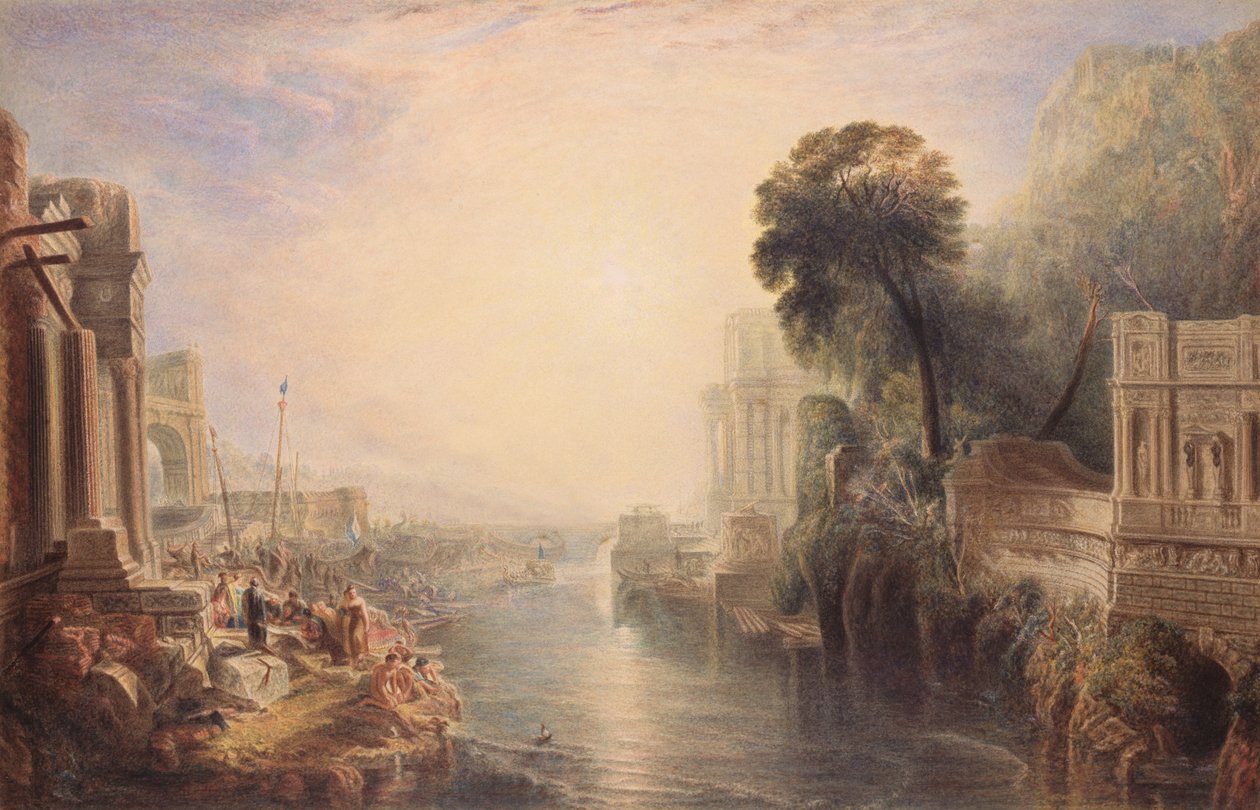 Antik Roma Harabeleri, c.1820 (kağıt üzerinde wc ve arap zamkı) by George Barret