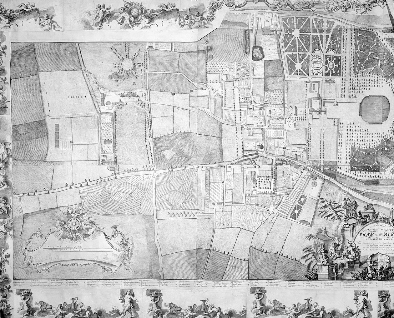Joshua Rhodes tarafından Kensington Sarayı planının detayı (sol taraf), 1764 by George Bickham