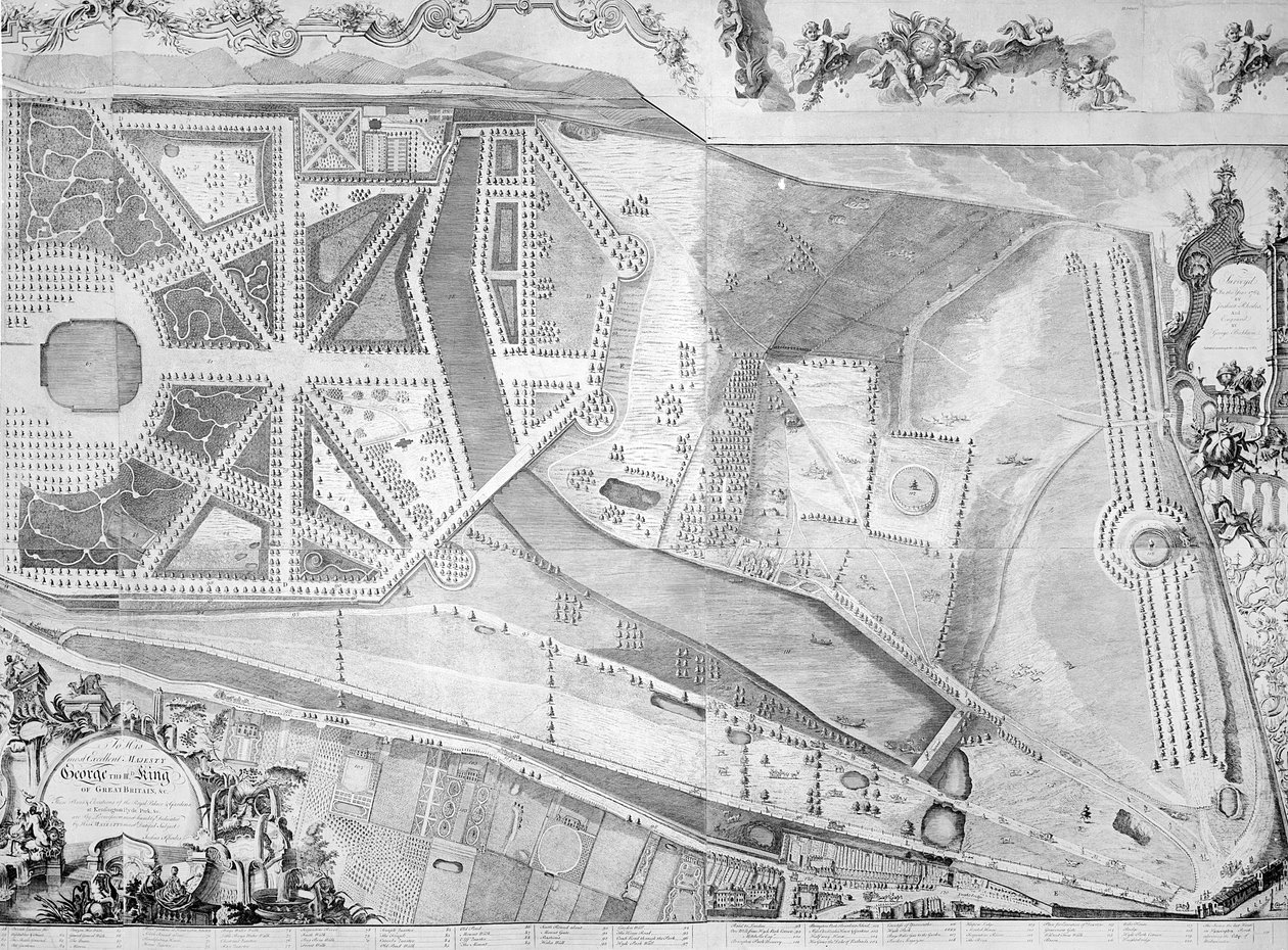 Joshua Rhodes tarafından Kensington Sarayı planının detayı (sağ taraf), 1764 by George Bickham