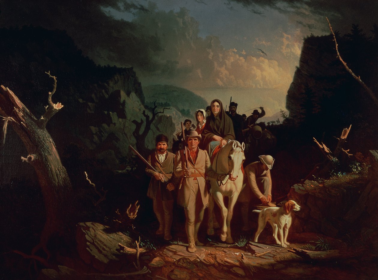 Daniel Boone, 1851-52 Cumberland Gap boyunca yerleşimcilere eşlik ediyor by George Caleb Bingham