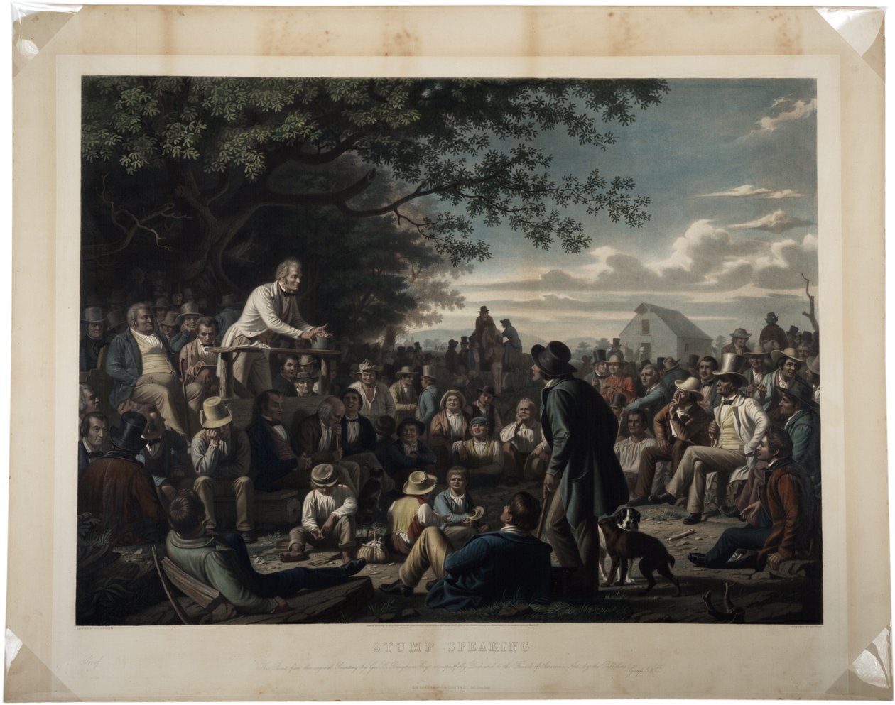 Stump Speaking, 1856 (el boyaması mezzotint) by George Caleb Bingham
