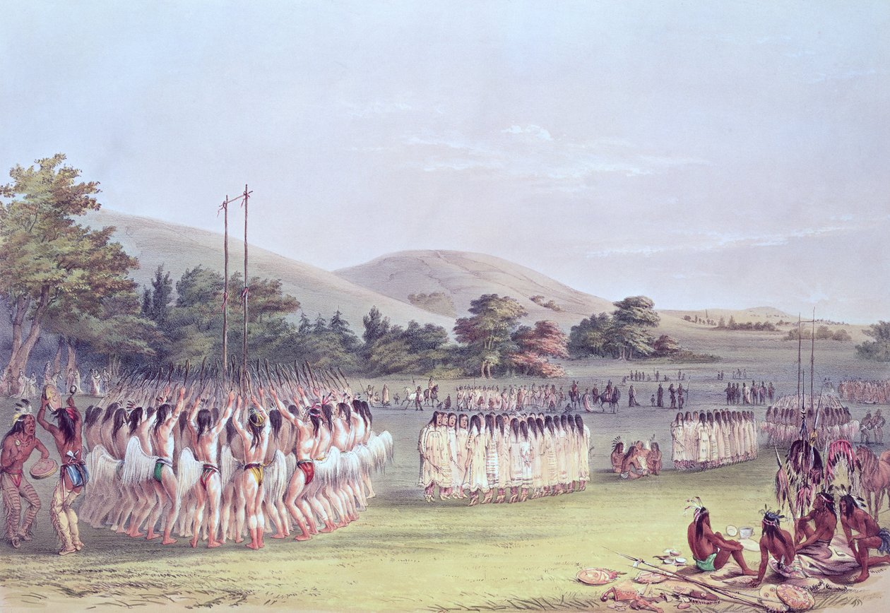 Choctaw Top Oyunu Dansı, 1834-35 by George Catlin