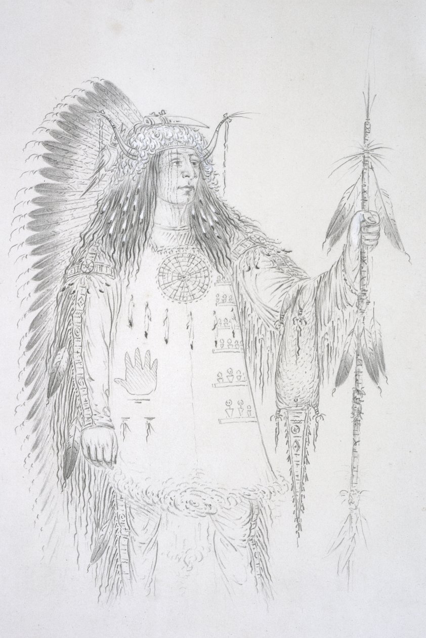 ಮಾಹ್-ಟು-ತೋ-ಪಾ (ದಿ ಫೋರ್ ಬೇರ್ಸ್) 1852 ಟರ್ಕ್ by George Catlin