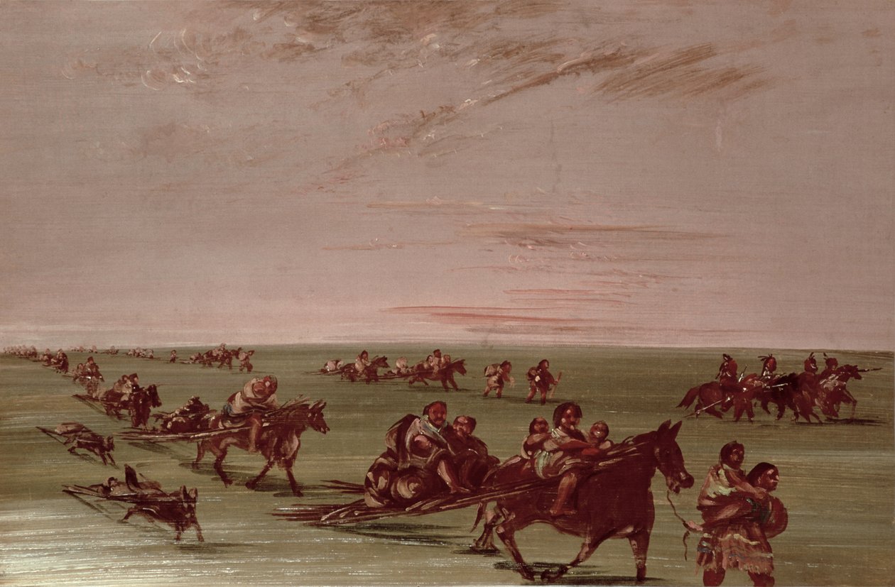 Travois kullanan Kızılderililer by George Catlin
