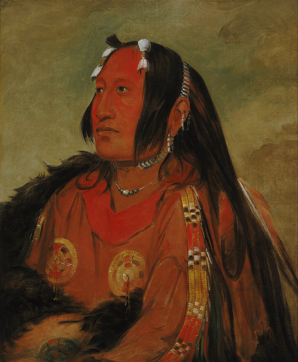 Wi-jún-jon, Güvercin Yumurta Başı (Işık), Seçkin Bir Genç Savaşçı by George Catlin
