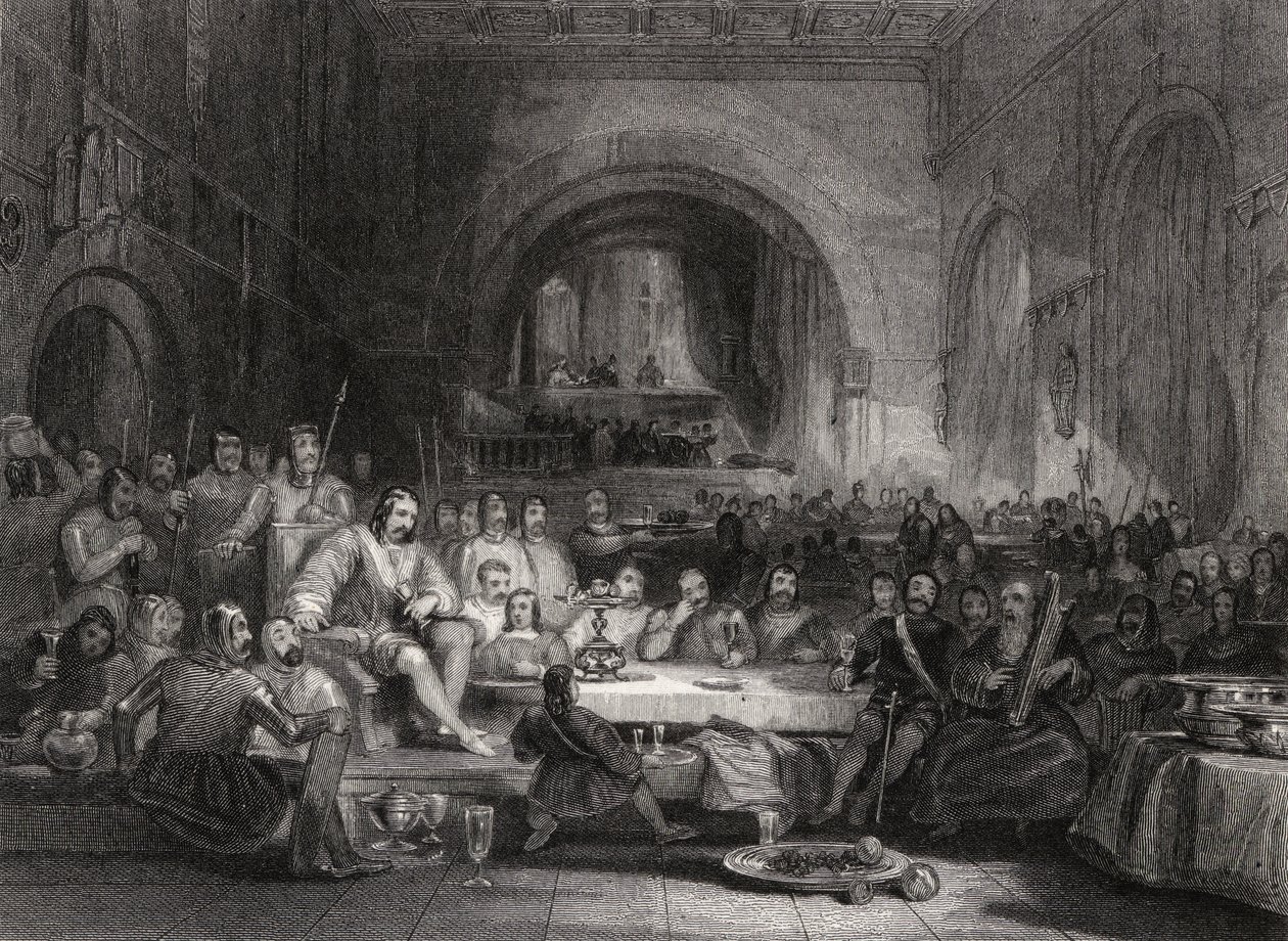 William Radclyffe (1783-1855) tarafından oyulmuş Prens Llewellyn ve Baronları, by George Cattermole