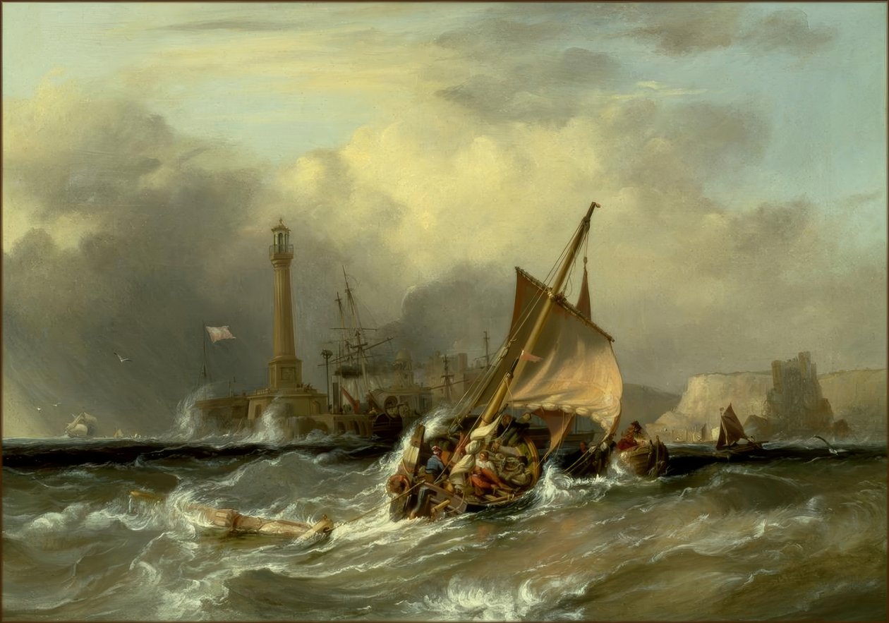 G.Chambers, Margate / boyama açıklarında güçlü akıntılarda gemiler by George Chambers