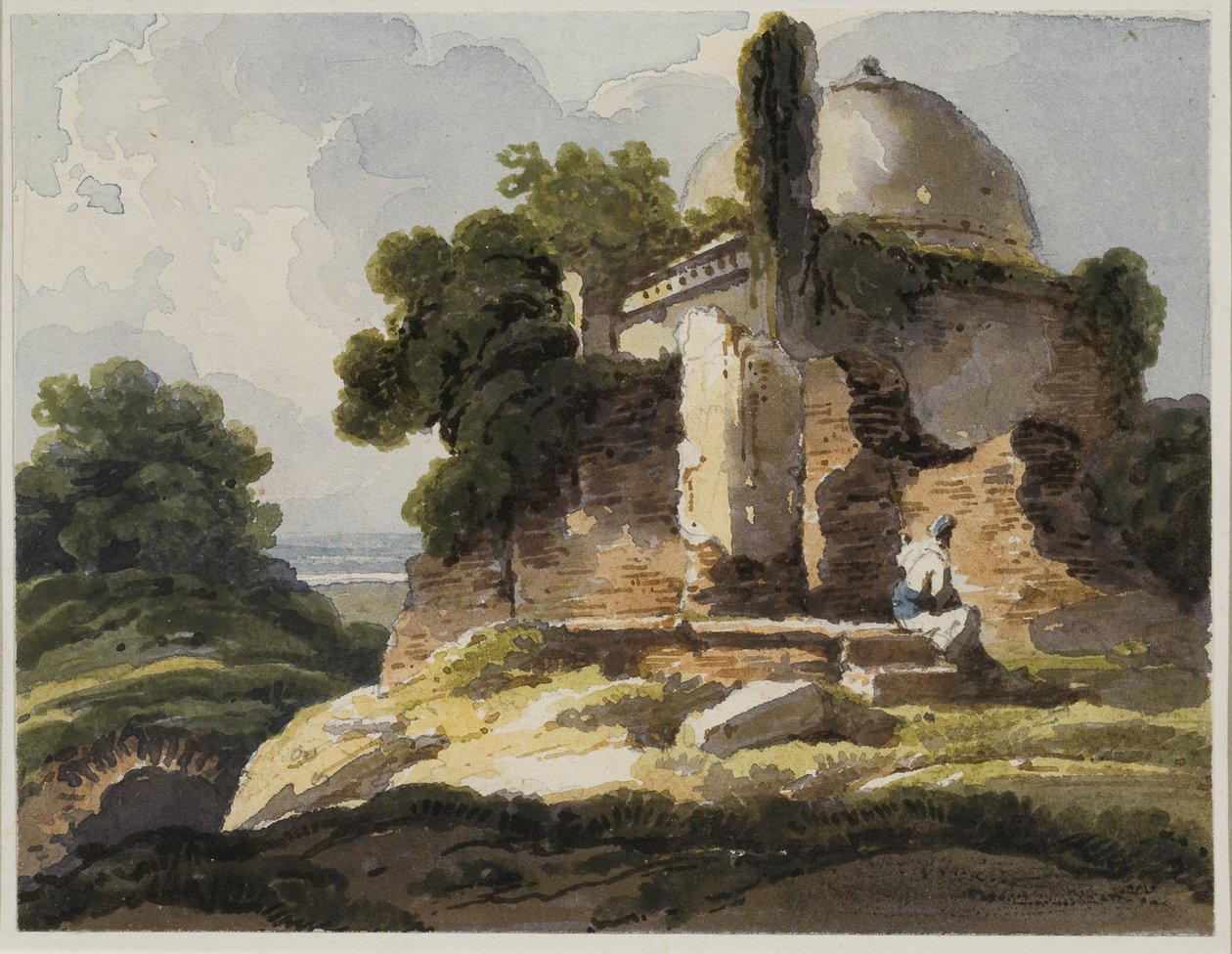 Kubbeli türbeden manzara görünümü, 1819 (kağıt üzerinde wc) by George Chinnery