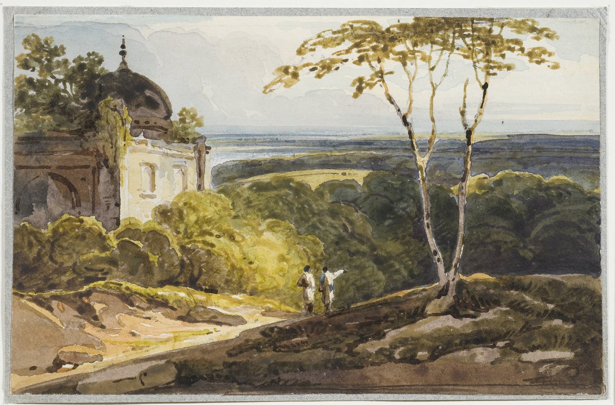 Kubbeli türbeden manzara görünümü, 1819 (kağıt üzerinde wc) by George Chinnery