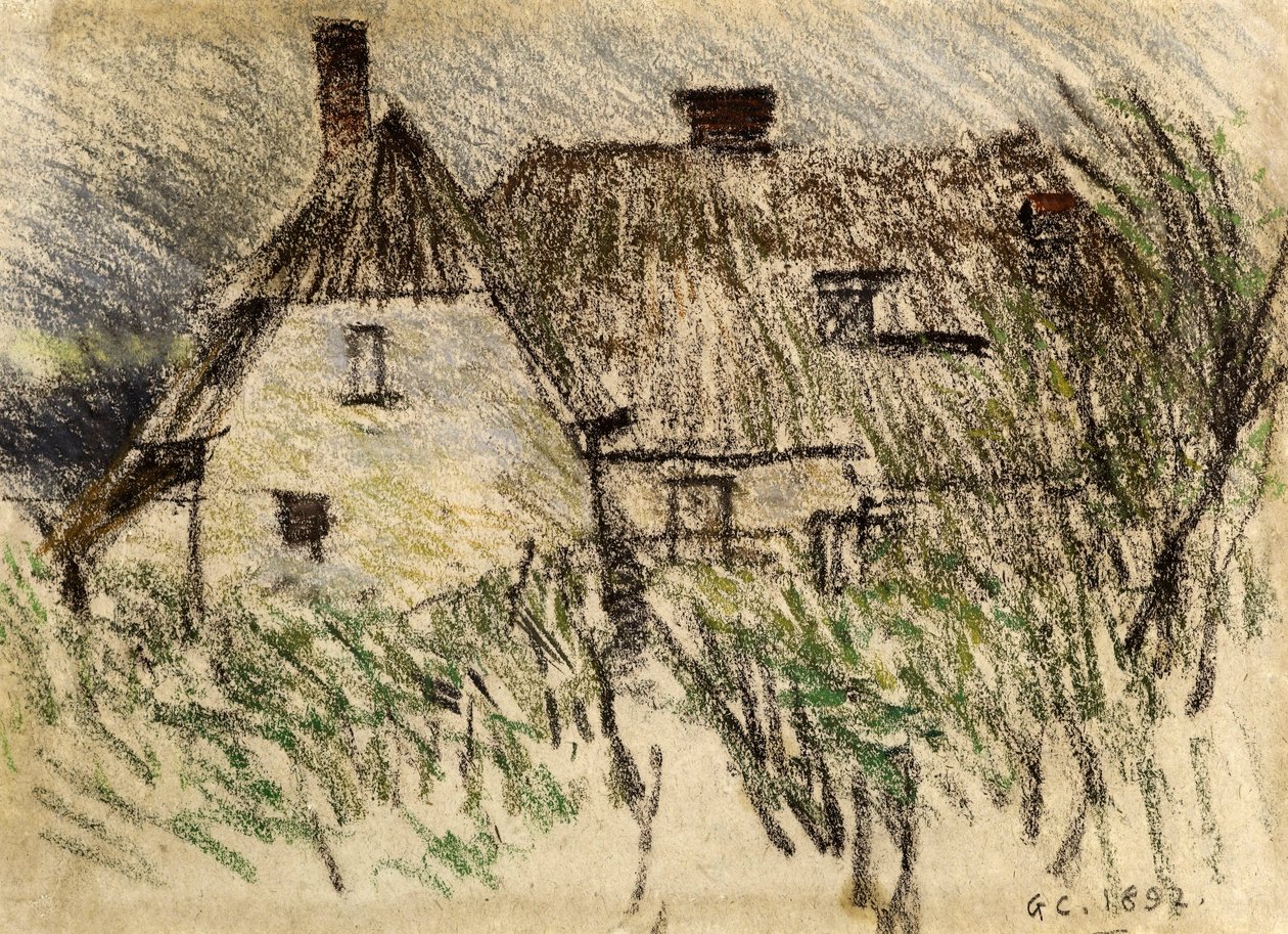 Walberswick yakınlarındaki kulübe, Suffolk, 1892 (kağıt üzerinde tebeşir) by George Clausen