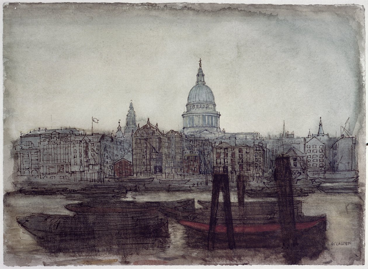 Aziz Paul Katedrali: Thames Görünümü by George Clausen