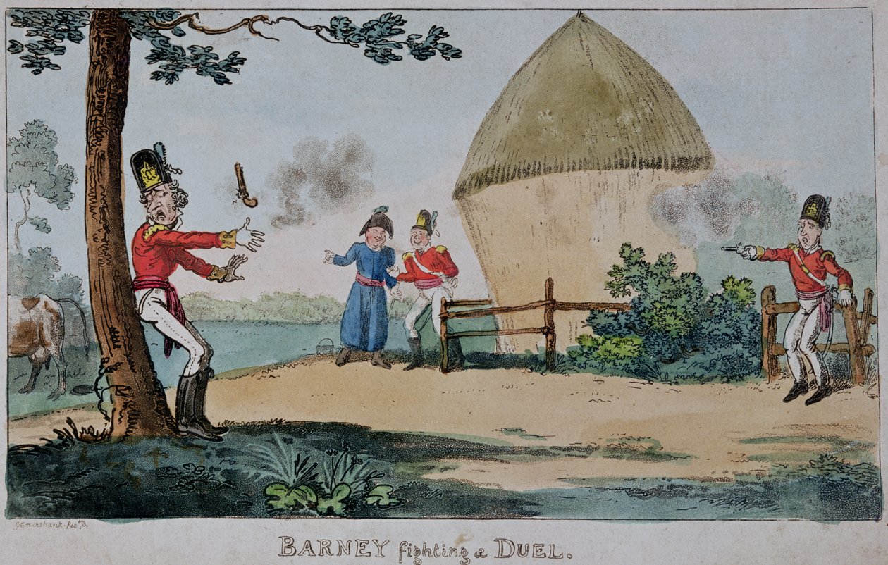 Barney düello yapıyor by George Cruikshank