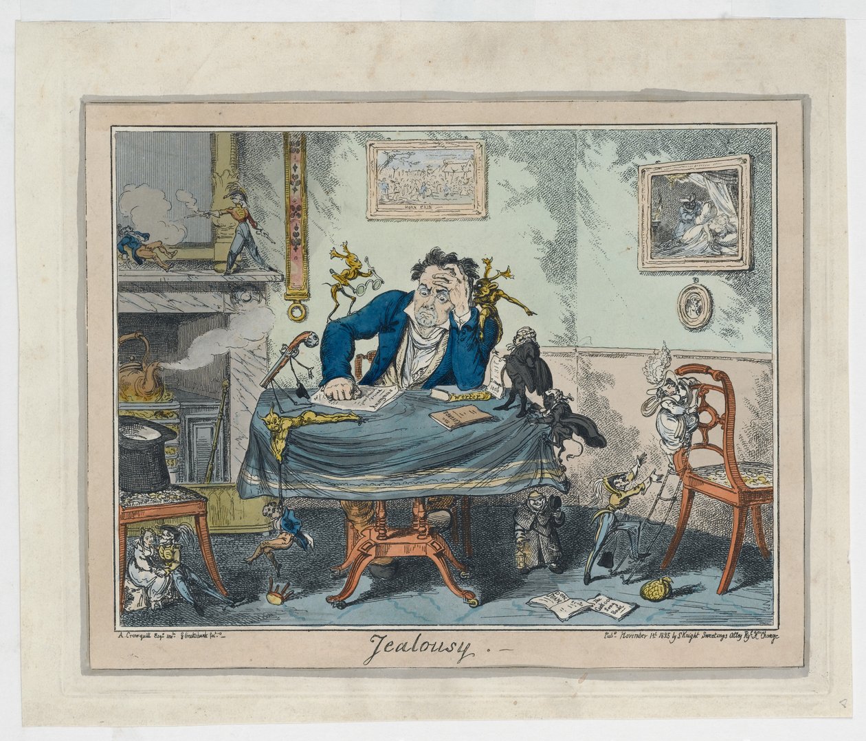 Kıskançlık, 1825 (el boyaması gravür) by George Cruikshank