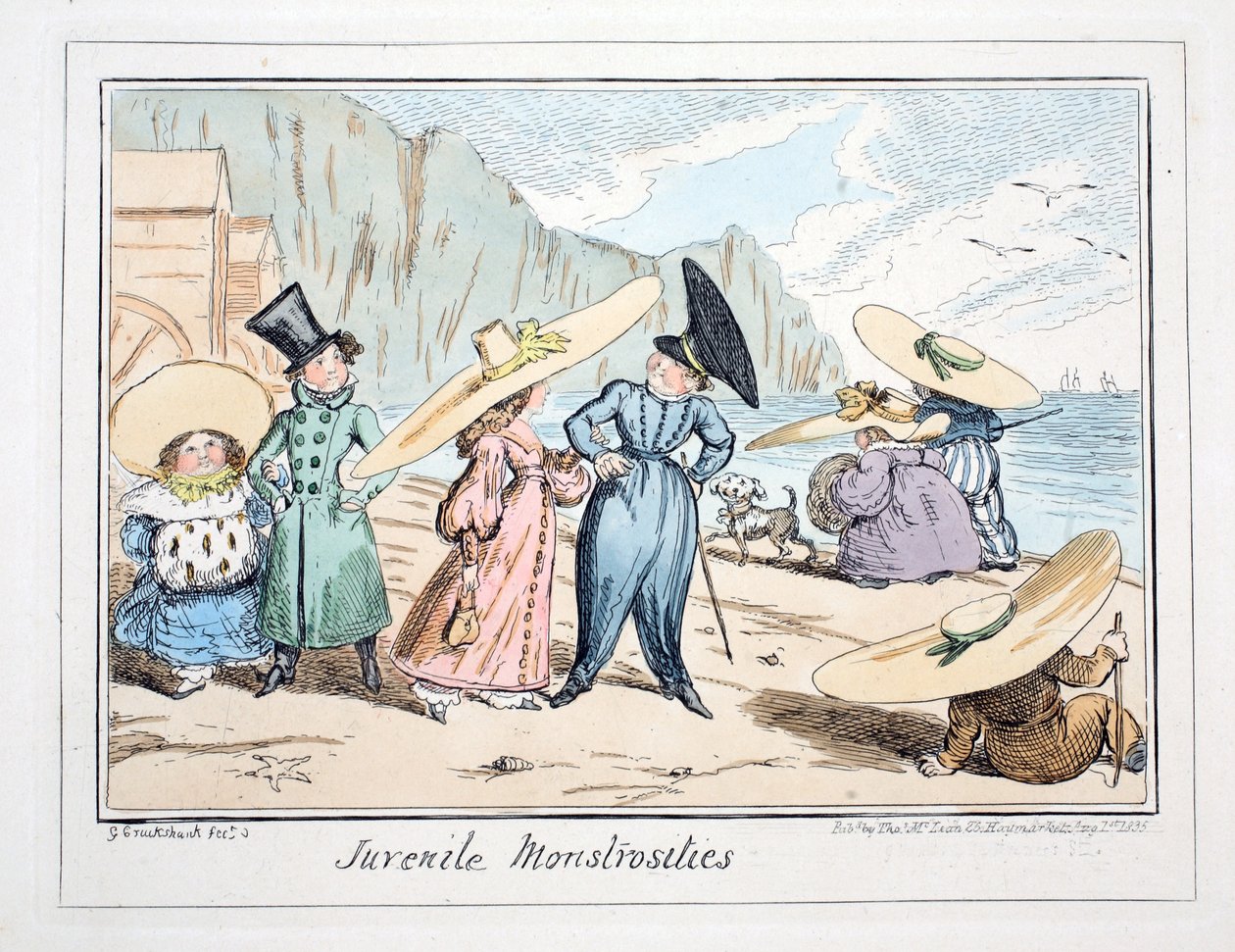 Juvenil Canavarlar, pub. 1835 (el renkli gravür) by George Cruikshank