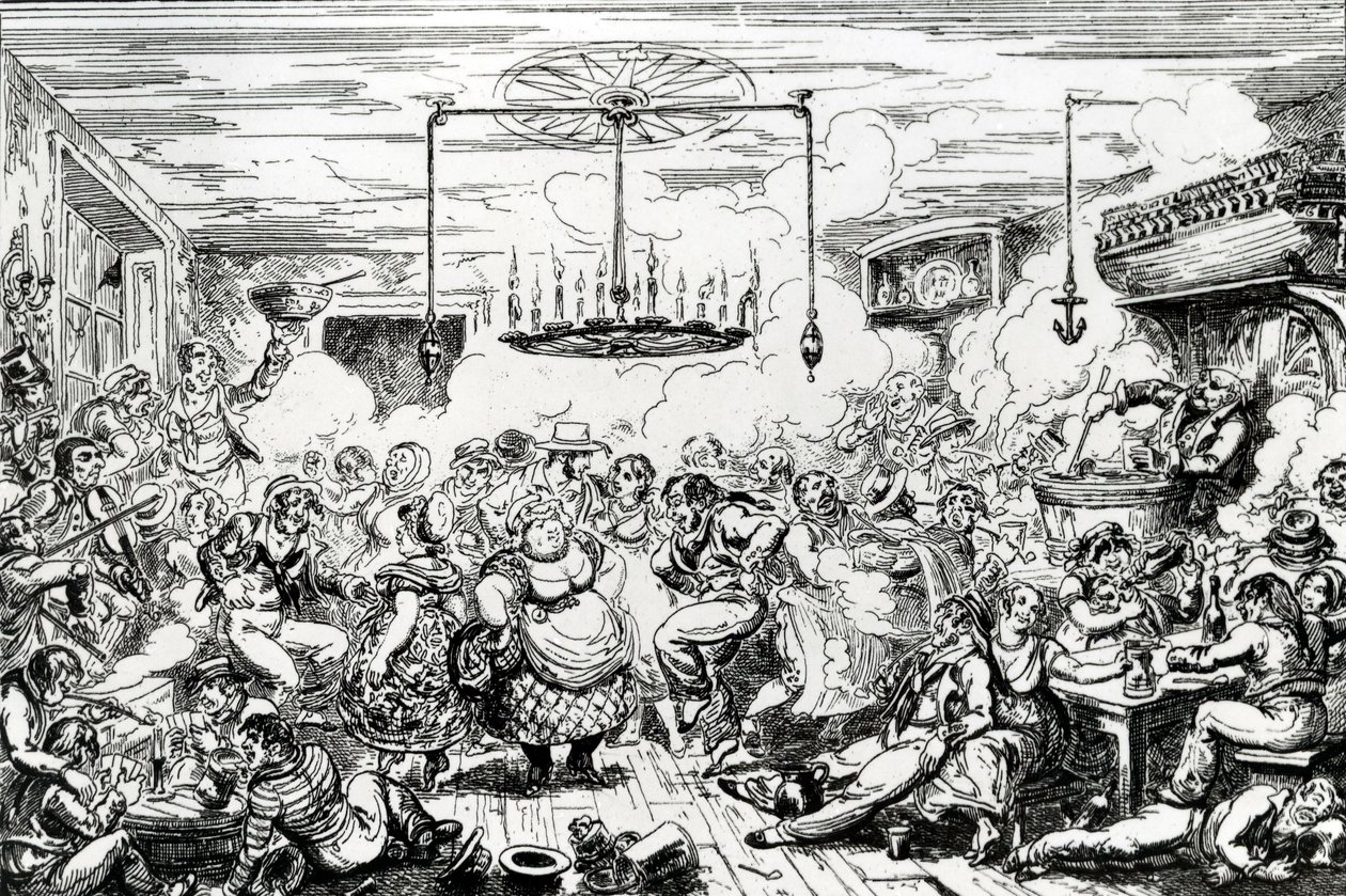 Sailors carousing, or a peep in the Long Room, 1825  by George Cruikshank
