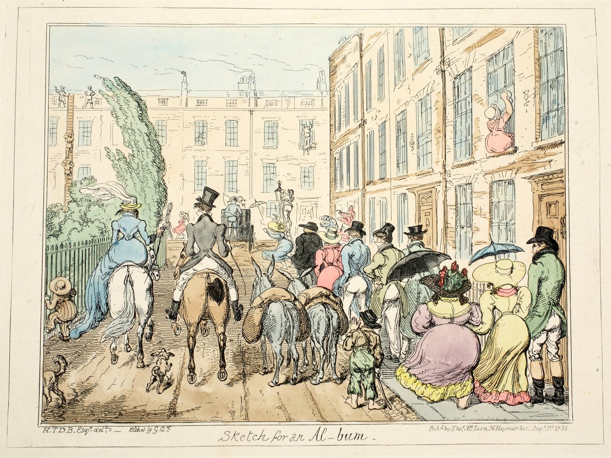 Bir Al-bum için taslak, pub. 1835 (el renkli gravür) by George Cruikshank