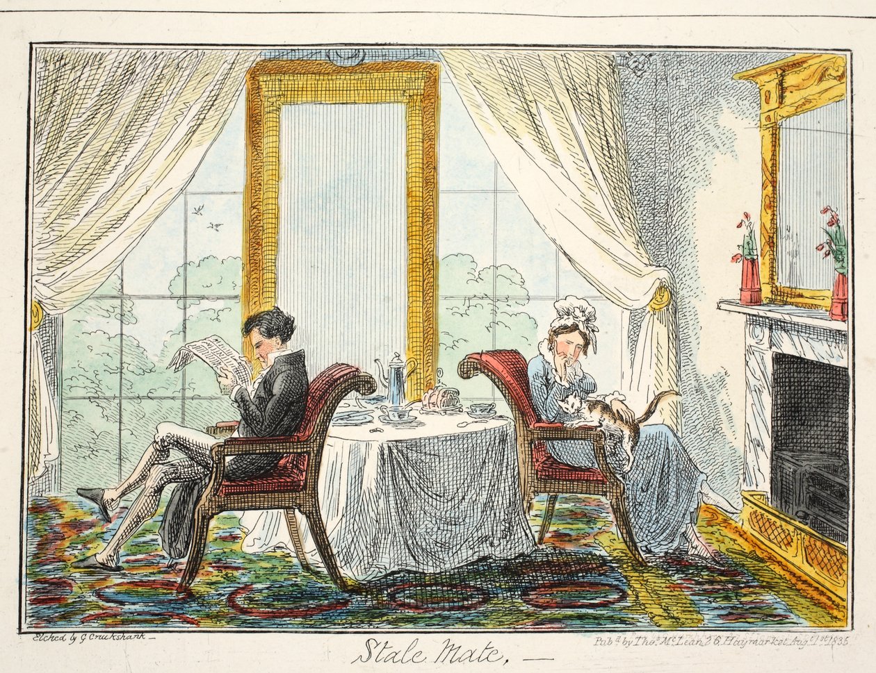 Çıkmaz, pub. 1835 (el renginde gravür) by George Cruikshank