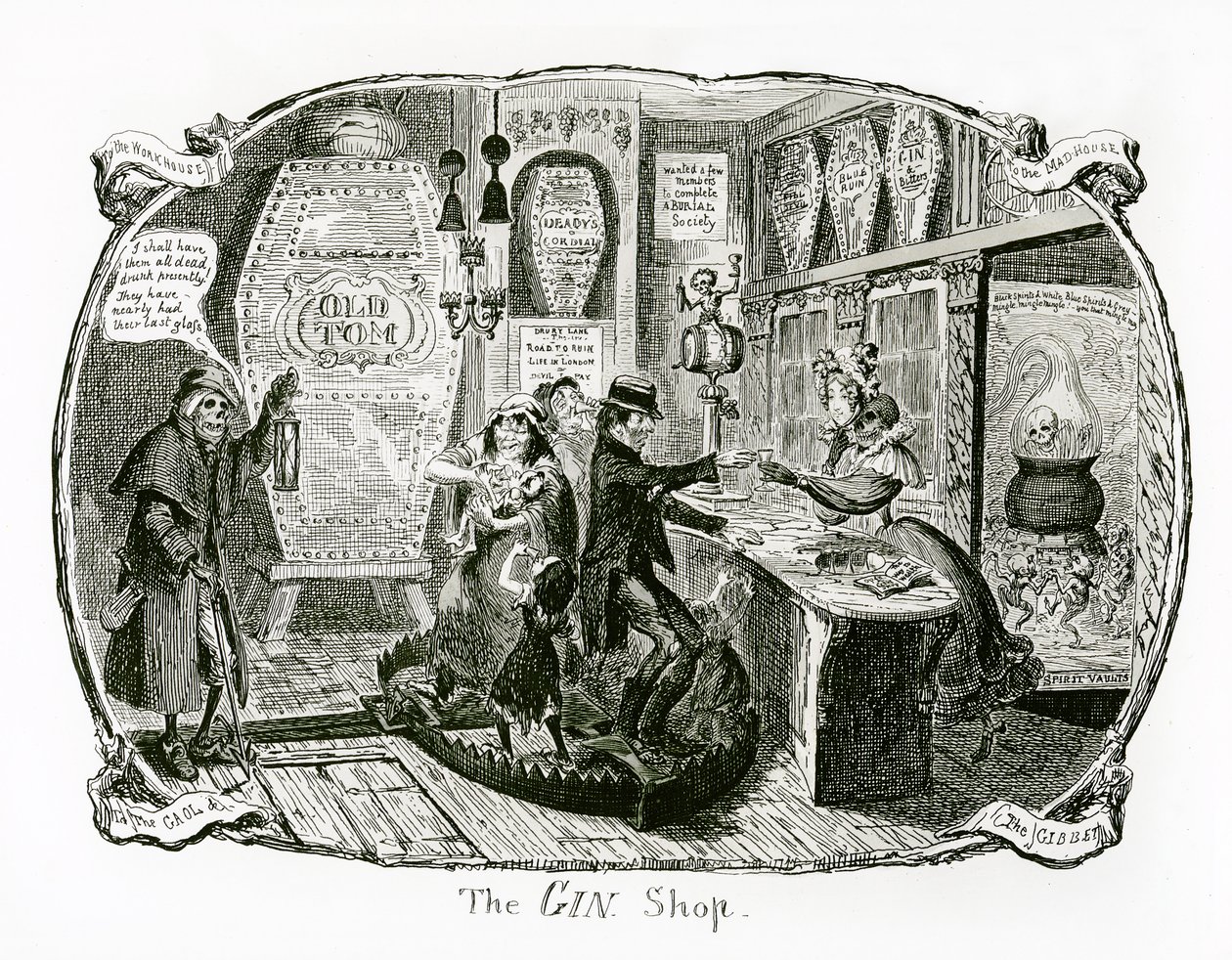 Cin Dükkanı, 1829 by George Cruikshank