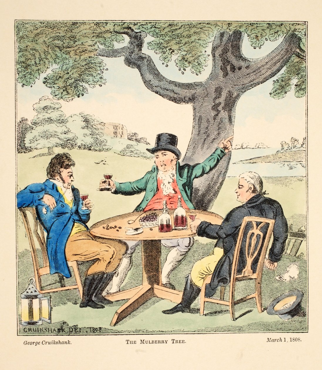 Dut Ağacı, pub. 1808 (el renkli gravür) by George Cruikshank