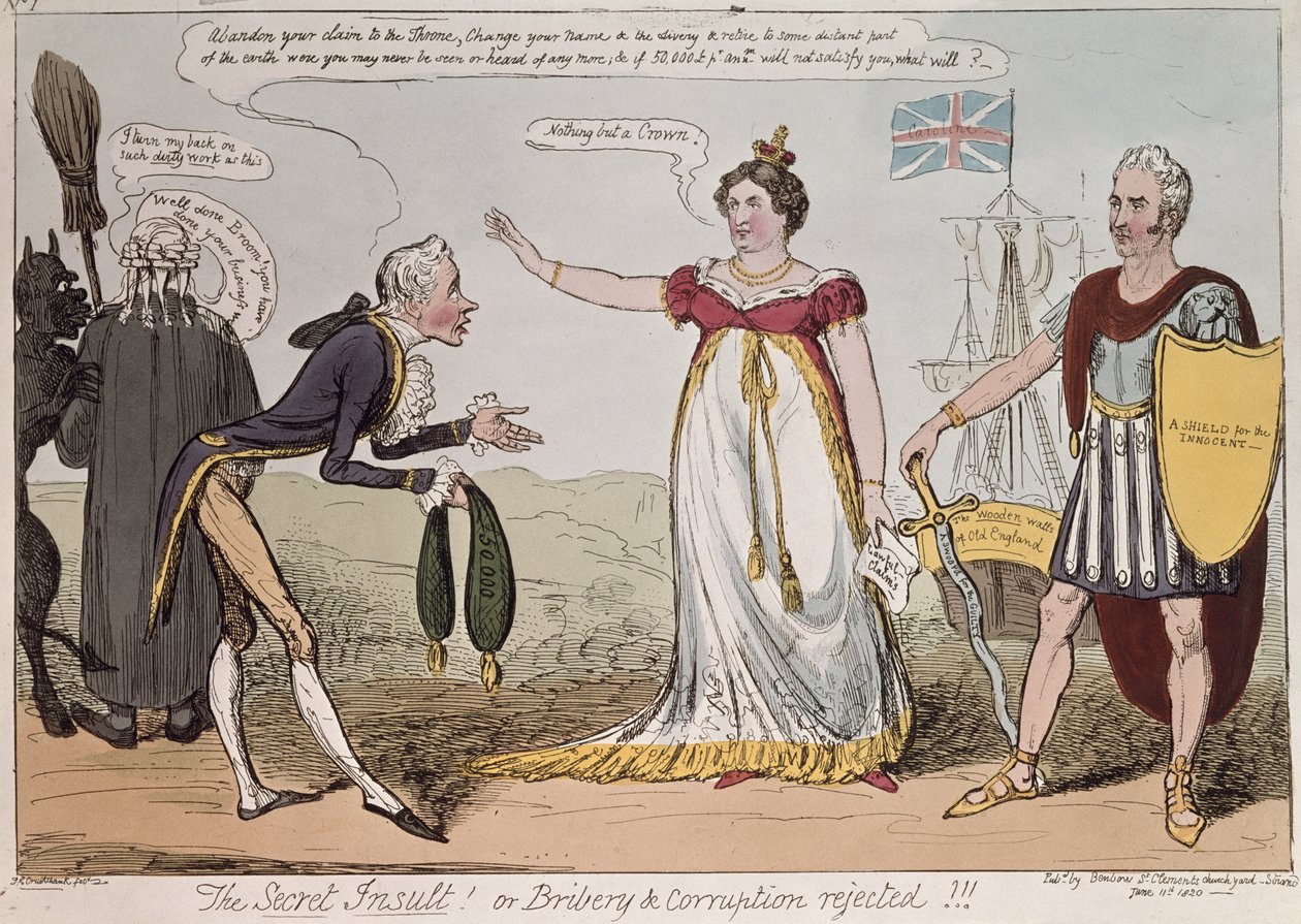 The Secret Insult or Bribery and Corruption Rejected, published by Benbow, 1820  by George Cruikshank