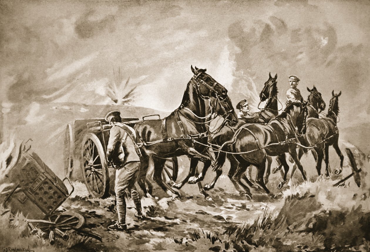 Sürücü King, ağır ateş altında bir silahı bir uzuvya asmaya yardım ediyor by George Derville Rowlandson