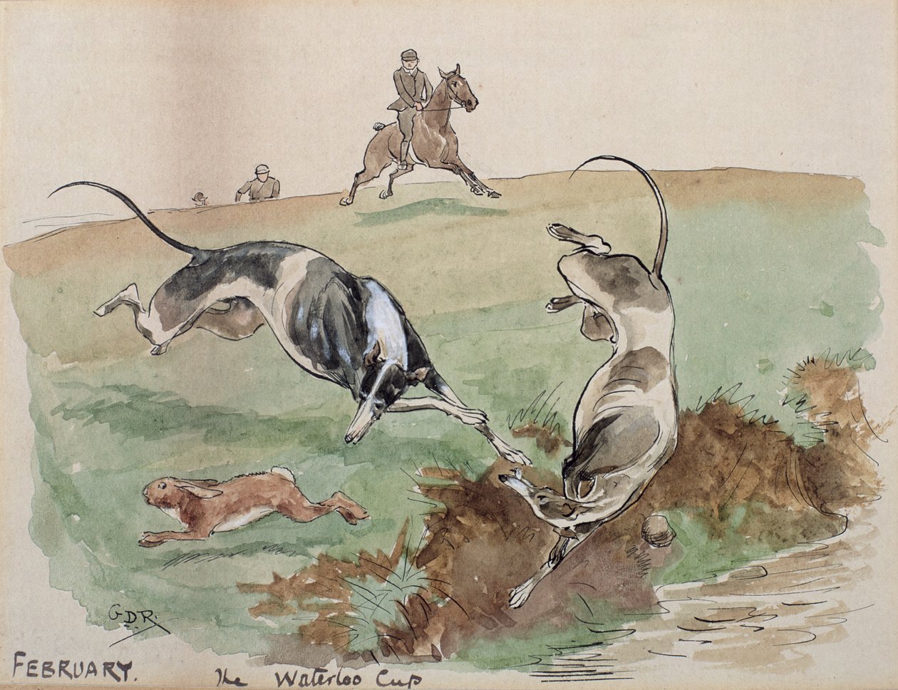 Şubat Ayı: Kurs (kağıt üzerine kalem ve mürekkep ve wc) by George Derville Rowlandson