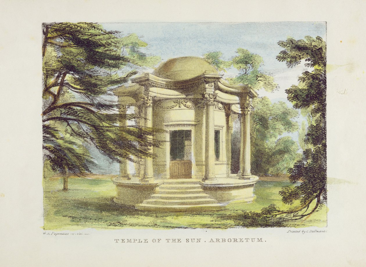 Zafer Tapınağı, Kew Bahçeleri, Charles Hullmandel (1789-1850) tarafından oyulmuş 