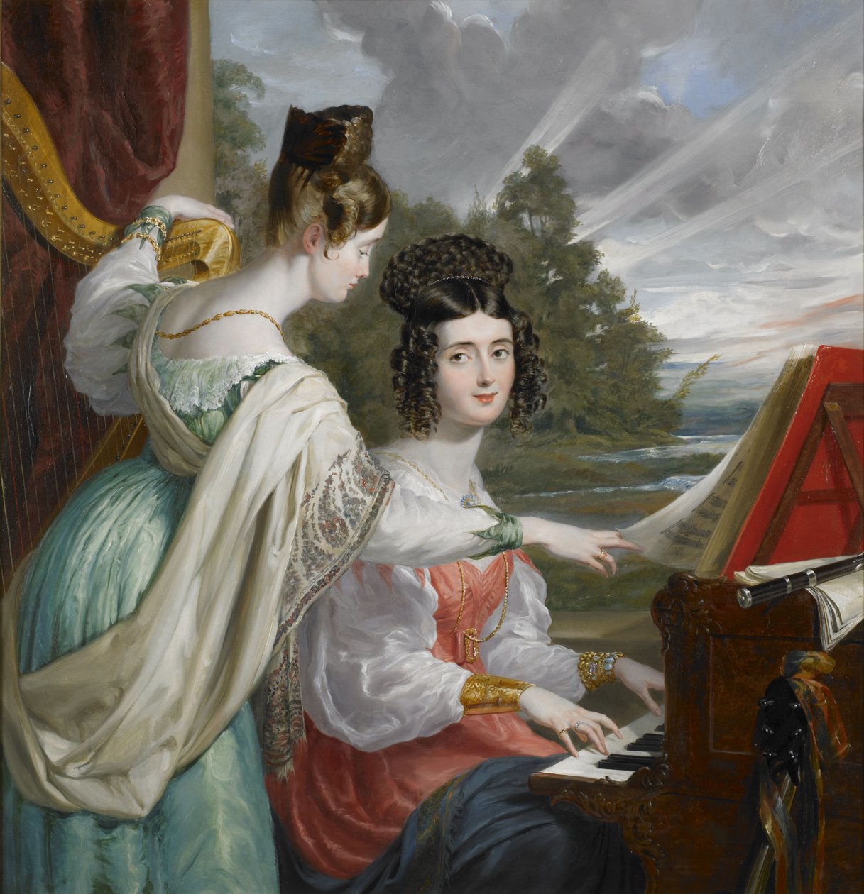 Hon portresi. Charlotte Stuart (1817-1861) ve Hon. Louisa Stuart (1818-1891) by George Hayter