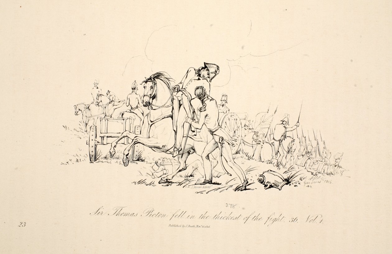 Sir Thomas Picton, kavganın çalılıklarına düştü, bar. J. Booth, 1816 by George Jones