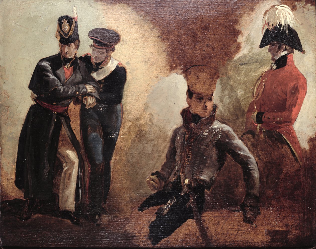 Studies of a Coldstream Guards Officer and Military Portraits, 1815  by George Jones