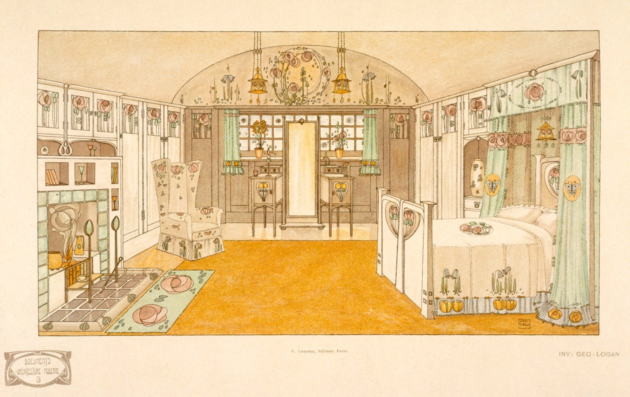 Yatak odası, Logan George (1866-1939), Documents Moderne model kitabı, 1904 by George Logan