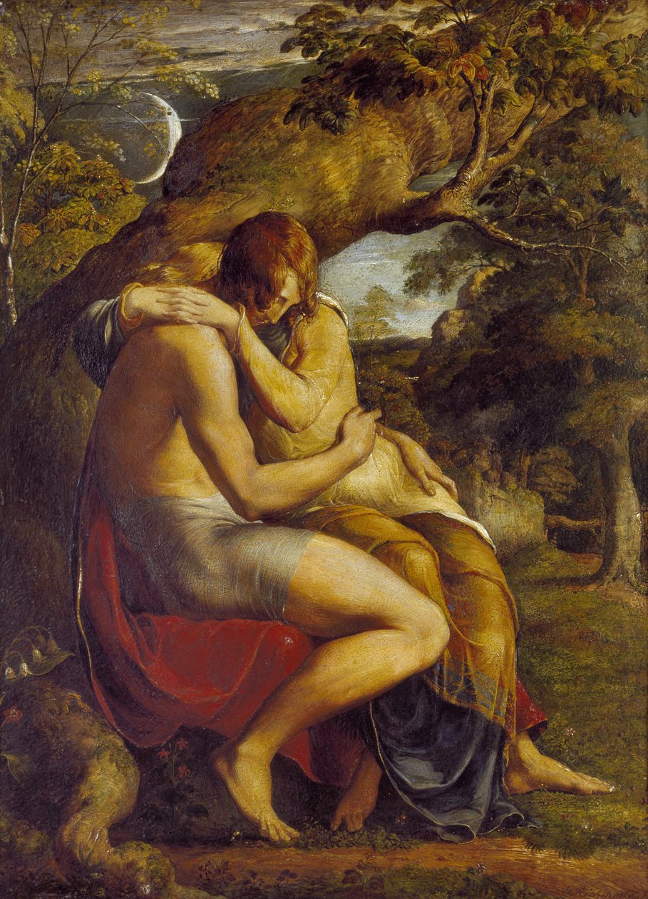Ayrılığın Arifesinde, 1830 (panelde yağlı boya ve suluboya) by George Richmond
