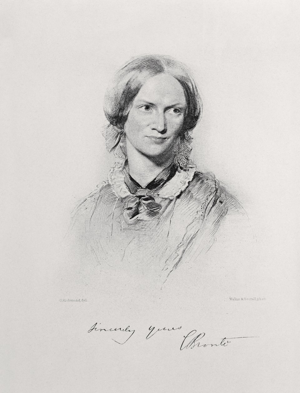 Walker ve Boutall tarafından oyulmuş Charlotte Bronte portresi by George Richmond