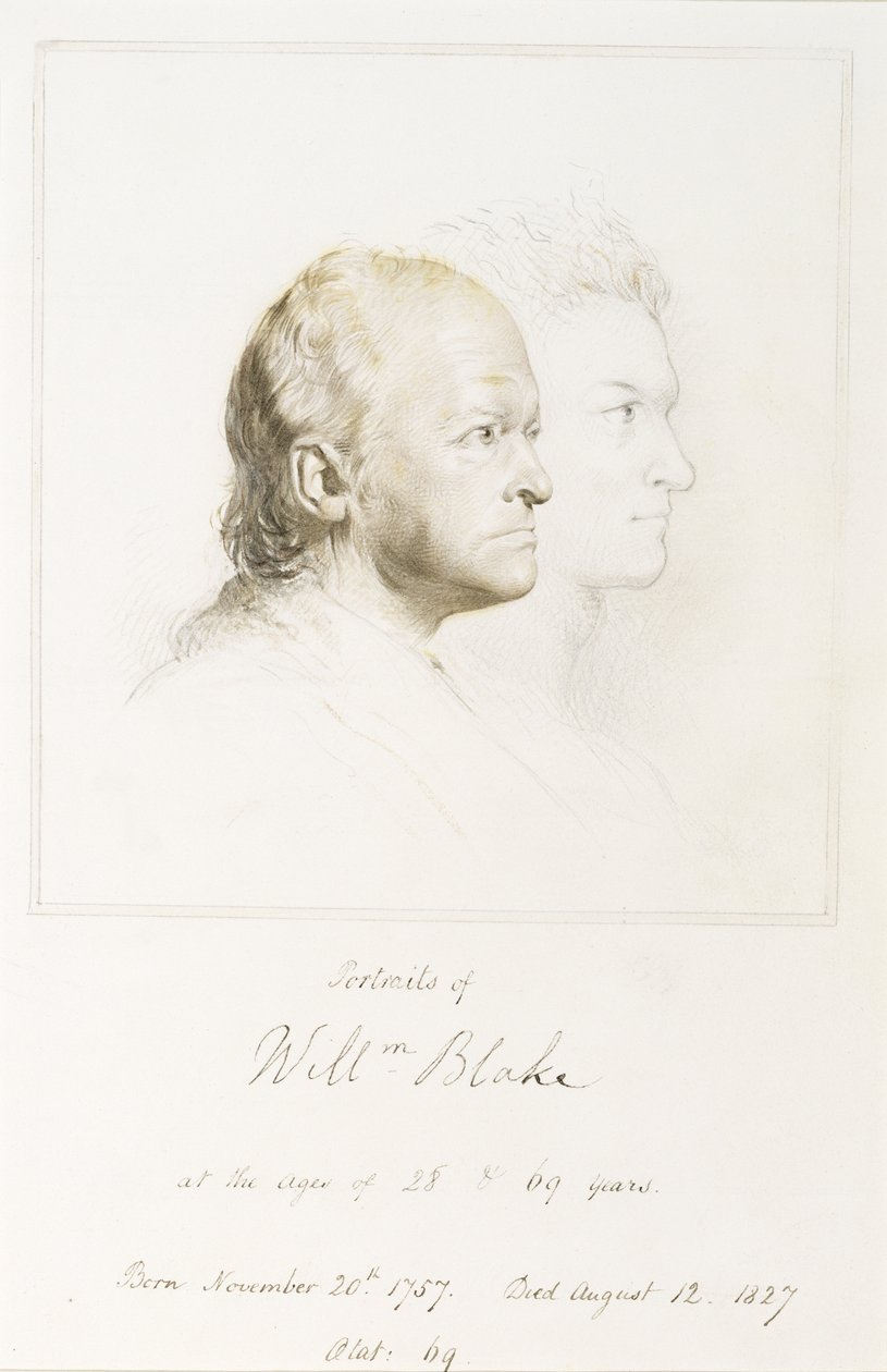 Gençlik ve Yaşta William Blake (1757-1827) (fırça ve kahverengi mürekkepli grafit) by George Richmond