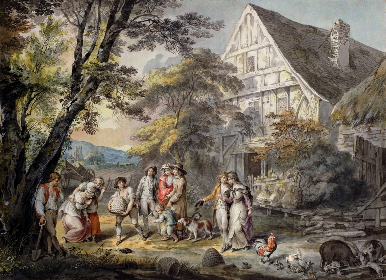 Sonbahar: Swarm of Bees, c.1780 (kağıt üzerine wc ve kalem ve mürekkep) by George Edward Robertson