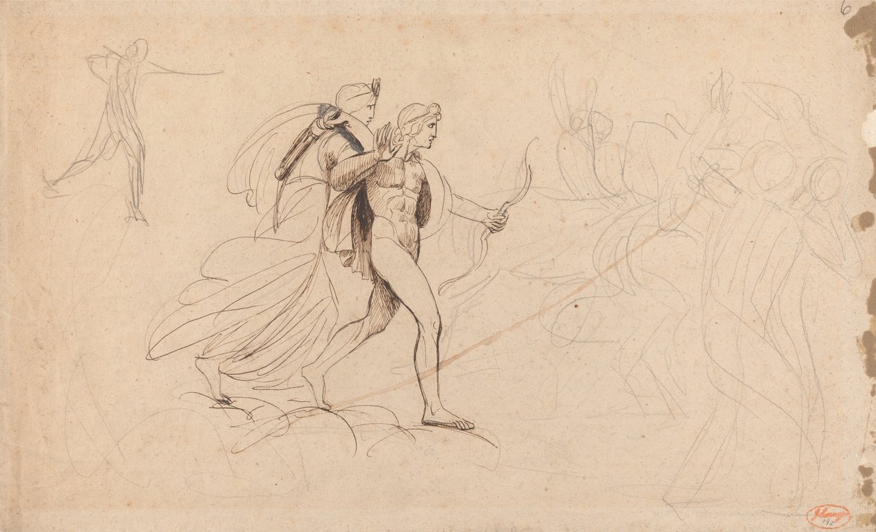 Niobes Çocuklarının Yıkımı İçin Apollo ve Diana by George Romney