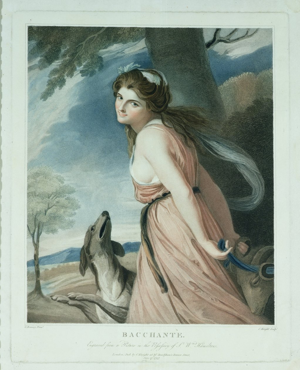 Bacchante, oyulmuş ve bar. Charles Knight (1743-c.1826), 1797 (nokta gravürü) tarafından by George Romney