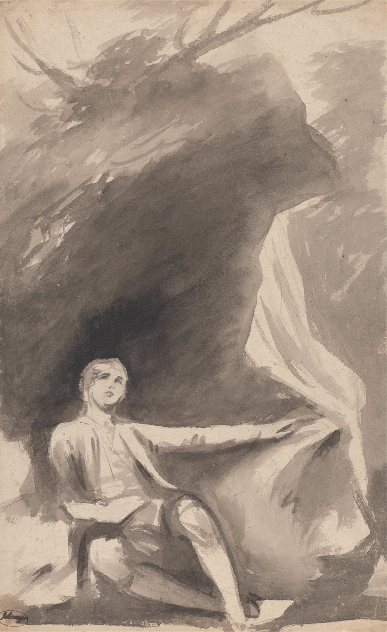 Bir Kayanın Altında Oturan Çocuk by George Romney