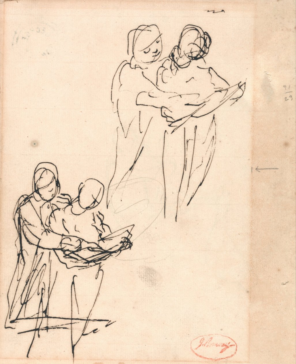 bir kitap inceleyerek çift by George Romney