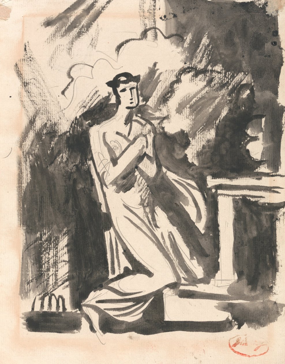 Bir Sunağın Üzerinde Diz Çökmüş Iphigenia by George Romney