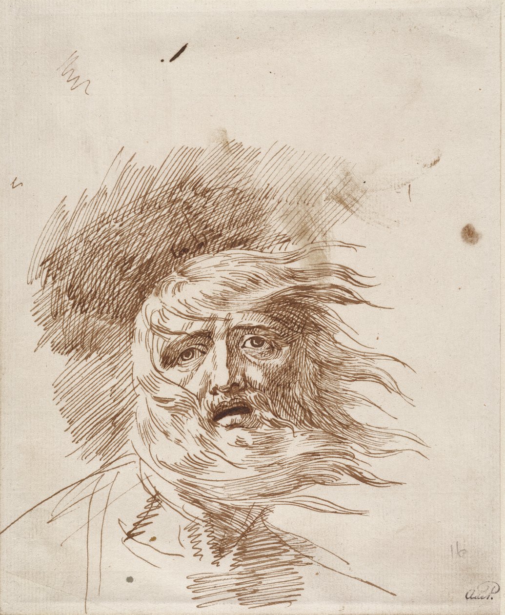Fırtınada Kral Lear (kağıt üzerine kalem ve bistre mürekkebi) by George Romney