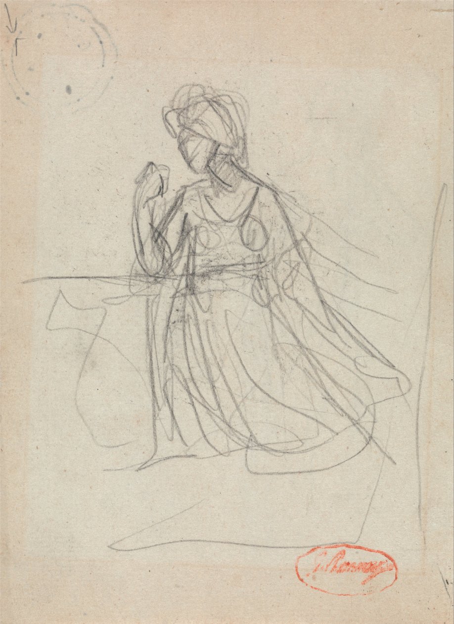 diz çökmüş kadın by George Romney
