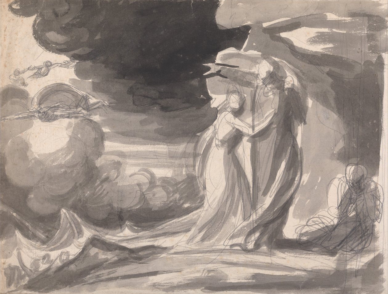 Miranda, Prospero ve Caliban - Fırtına by George Romney