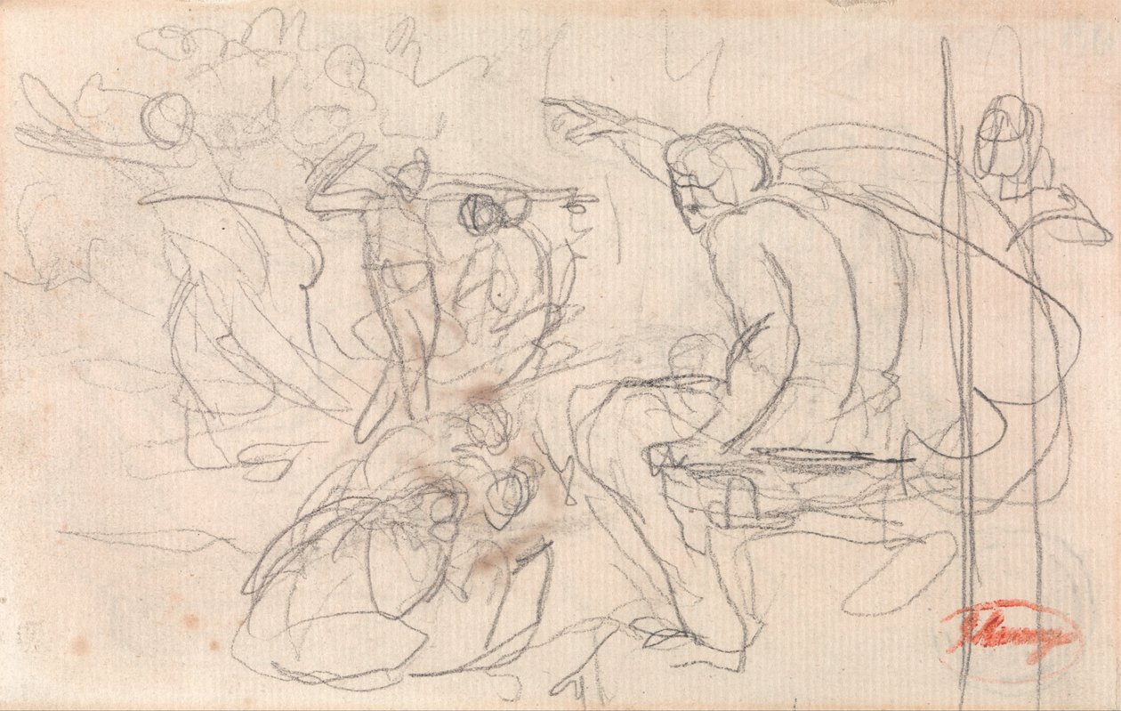 Muhtemelen Oturan Figür, Diz çökmüş bir Figürde Kararını Söyleyen by George Romney