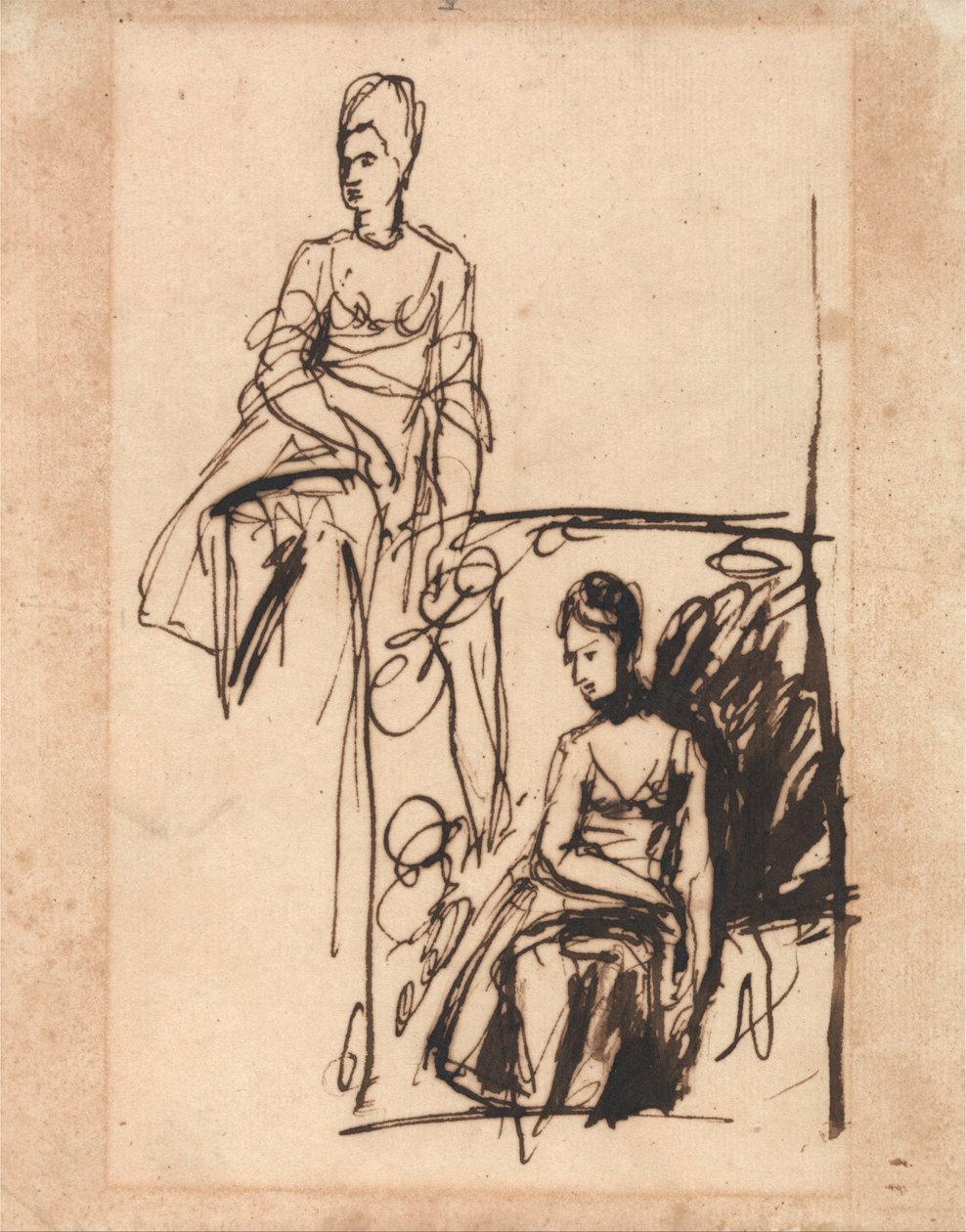 Oturan Kadın, İki Çalışma by George Romney