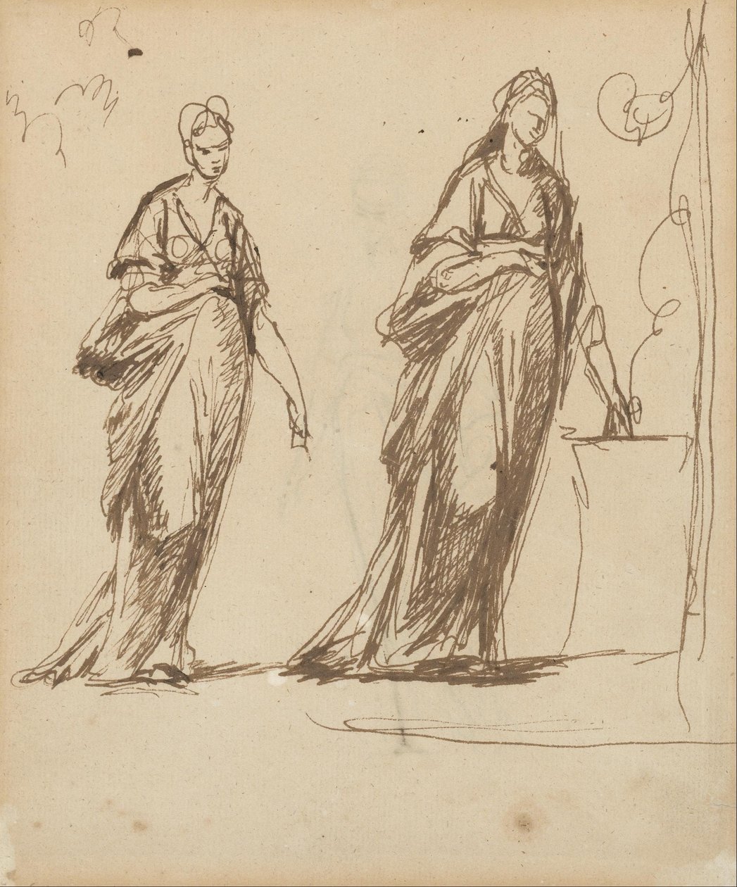İki Kadın Figürü by George Romney