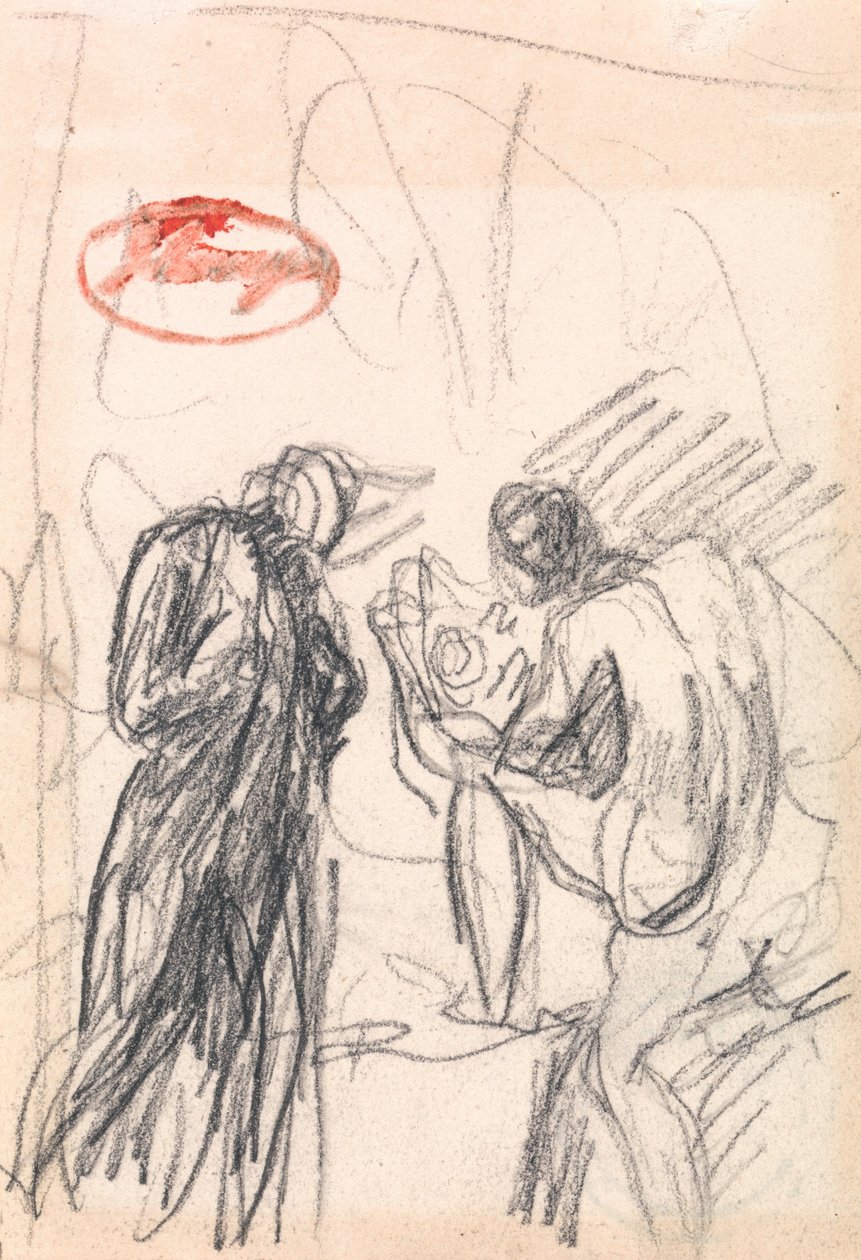 Bir Erkek Çıplak Diz Çökmüş İki Figür by George Romney