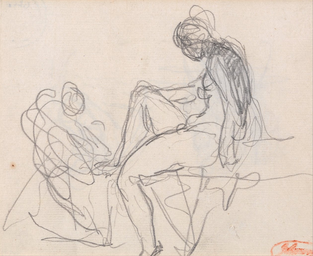 İki Figür - Muhtemelen Diana Hamamı için by George Romney