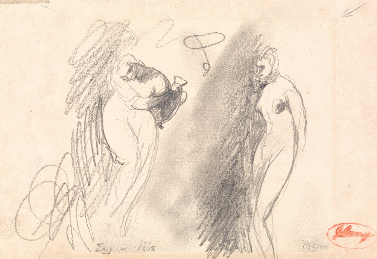 Çıplak Bir Kadının İki Çizimi by George Romney